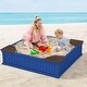 preview thumbnail 1 of 6, 12.5" Kids Sandbox with Cover Large HDPE Pit w/ 4 Corner Seats