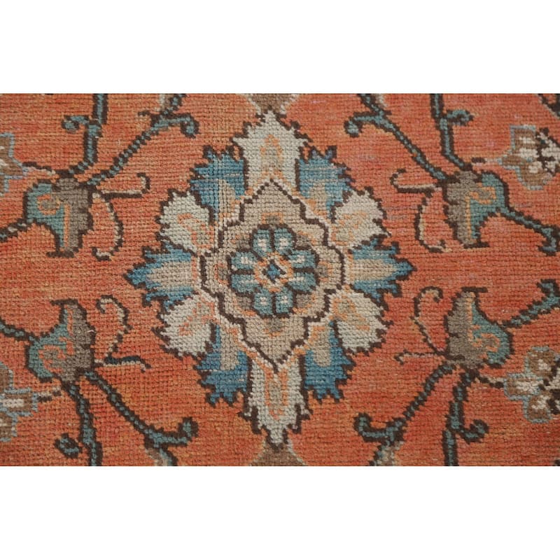 Hand Knotted Oriental 100% Wool Carpet Traditional All-Over Oranges & Rust Tabriz Area Rug - 10' 11'' X 7' 1''