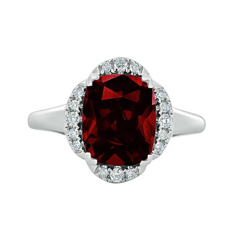Auriya 4ct Cushion-cut Garnet Halo Diamond Engagement Ring 1/8ctw 14k Gold