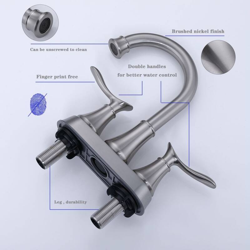 2Handle 4Inch Bathroom Faucets with Popup Drain and Supply Hoses