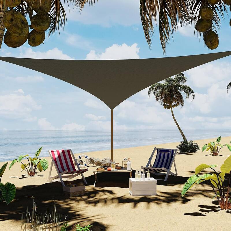 12'X12'X12' Triangle Sun Shade Sail Shade Cloth, Sunshade for Patio, Backyard, Deck, Garden, Sand - Grey