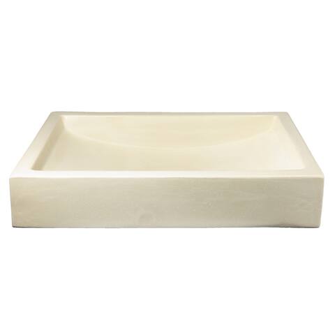 Eden Bath Shallow Wave Concrete Rectangular Vessel Sink - Cream