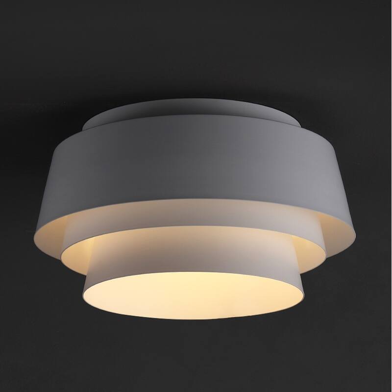 SAFAVIEH Gerli 3-Light 14-inch Layered Flush Mount (LED Bulbs Included) - 14 In. W x 14 In. D x 7.8 In. H - White - 14Wx14Dx8H