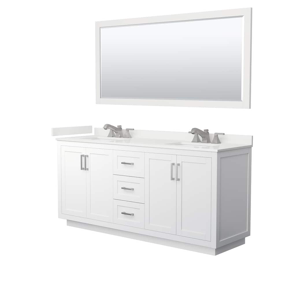 Miranda 72-inch Double Vanity, Quartz Top, 70-inch Mirror