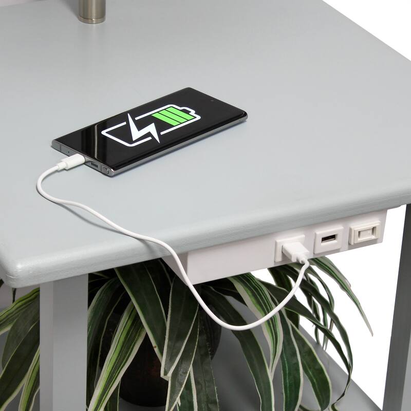57" 2 Tier Lamp with 2 x USB Charging Ports & Power Outlet