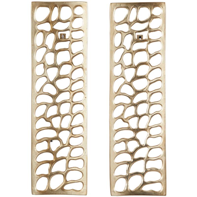 Gold Aluminum Metal Cutouts Abstract Home Wall Decor (Set of 2)