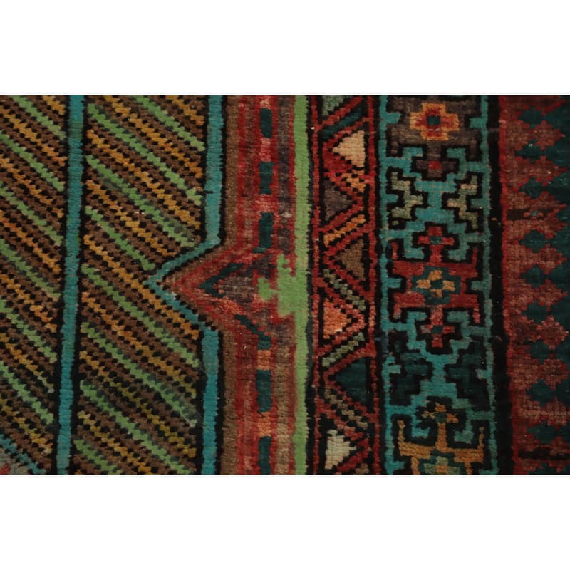 Hand Knotted Oriental 100% Wool Carpet Traditional Geometric Multi-Colored Ardebil Runner Rug - 10' 10'' X 3' 6''