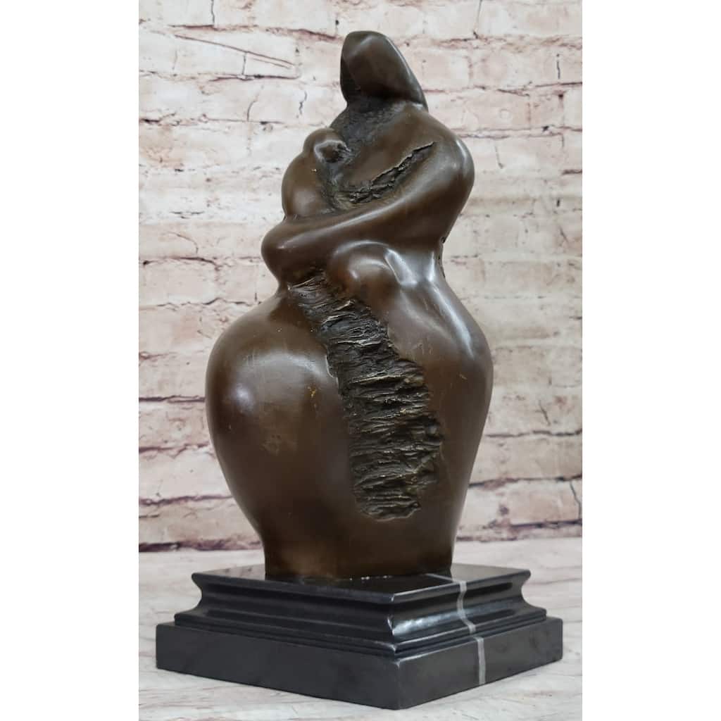 Hand Made Abstract Modern Style Mother And Child By Botero Bronze Sculpture
