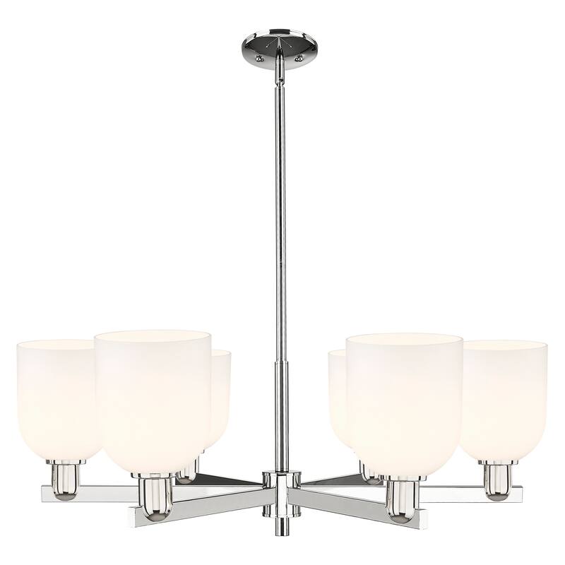 Innovations Lighting Endless Possibilities Arcadia - Bella - 6 Light 35" Stem Hung Chandelier - Polished Nickel/White