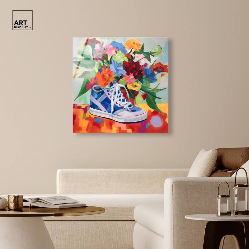Colorful Sneaker Bouquet Acrylic by Art Remedy, Ready to Hang