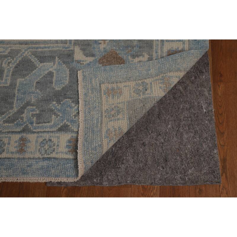 Hand Knotted Oriental 100% Wool Carpet Transitional All-Over Navy Blue & Blues Oushak Area Rug - 14' 11'' X 10' 11''