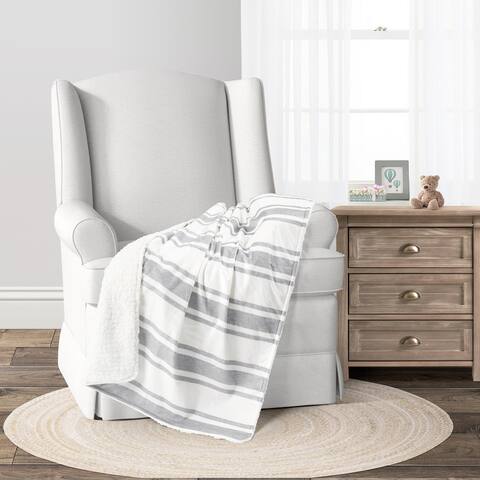 Lush Decor Baby Farmhouse Stripe Soft Sherpa Blanket - 40" x 30"