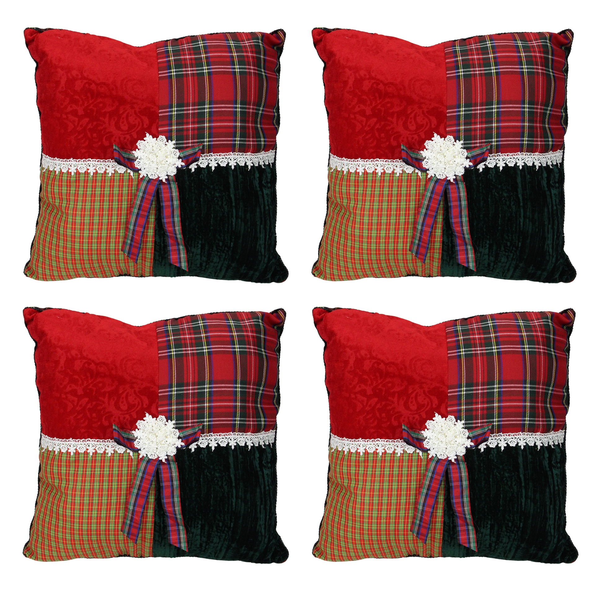 Cc Christmas Decor square Tartan Plaid Velvet Christmas Pillows Set Of 4 Rona