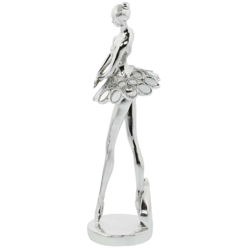 Polystone Dancer Sculpture with Capiz Inlay - Set of 3 Silver - Roche River Decor