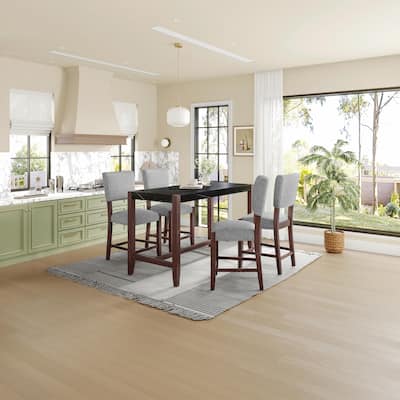 Space-Saving Dining Set - Marble Table & 4 Chairs