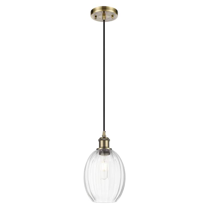 Innovations Lighting Endless Possibilities Ballston - Preston - 1 Light 6" Bulb Shade Cord Hung Mini Pendant - Antique Brass/Clear