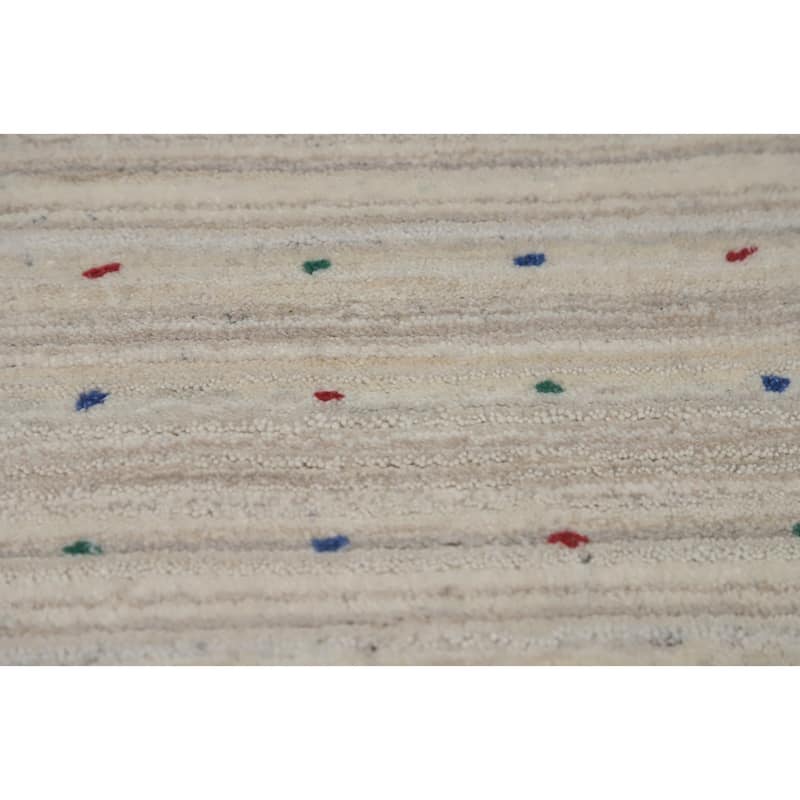 Hand Knotted Oriental 100% Wool Carpet Tribal Animal Pictorial Beige & Ivories Gabbeh Area Rug - 9' 11'' X 8' 1''