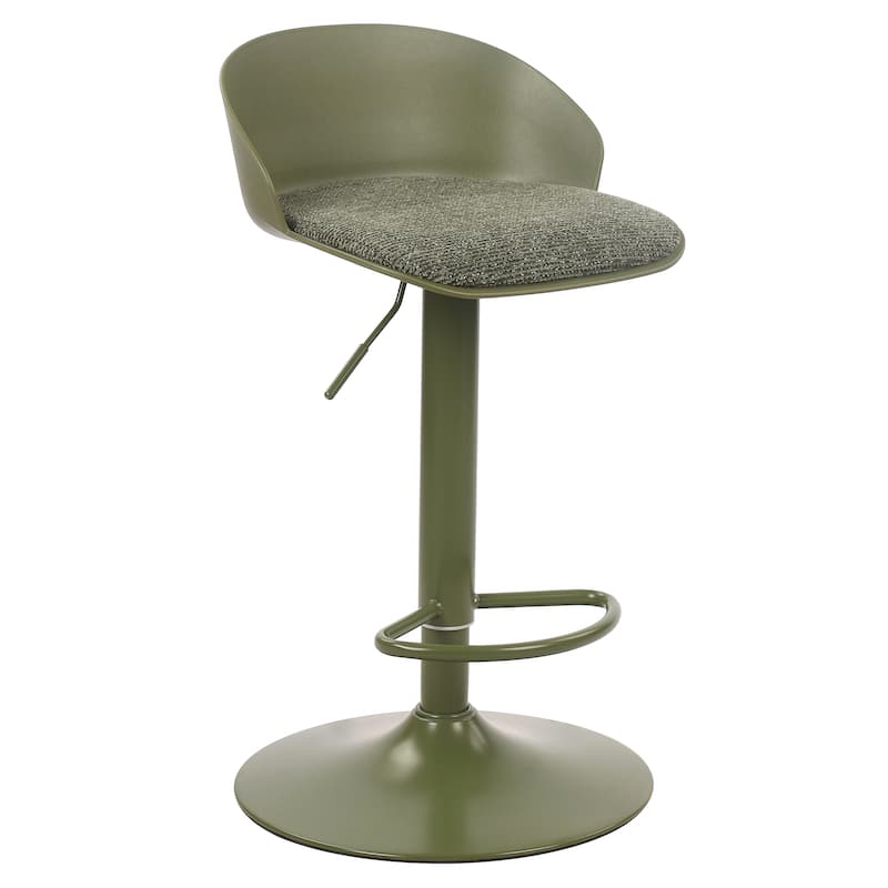 Contemporary Metal and Fabric Adjustable Air-Lift Stool, Set of 2 - Green