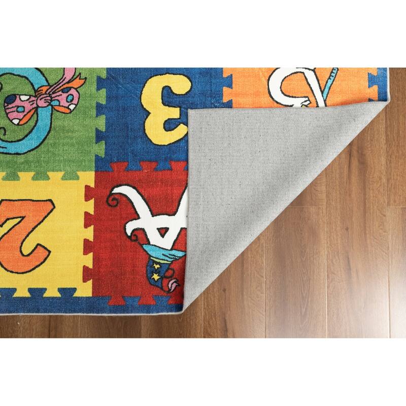 Kids Collection Colorful Numbers & Letters Design Playful Rug