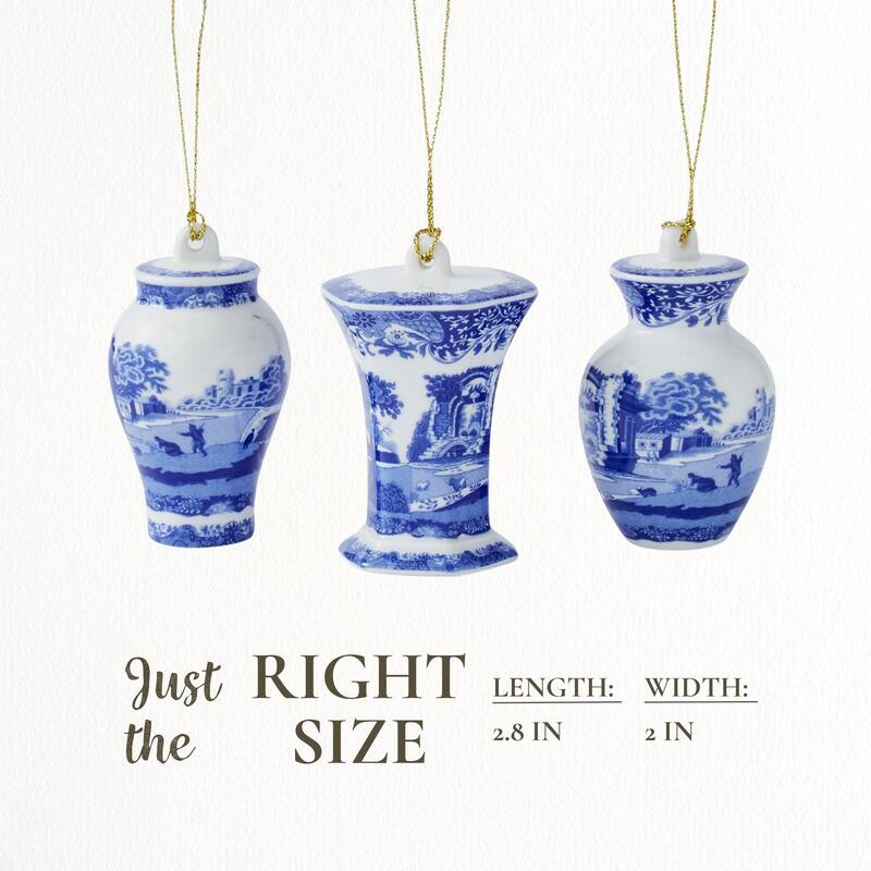 Spode Set of 3 Blue Italian Mini Urn Ornaments
