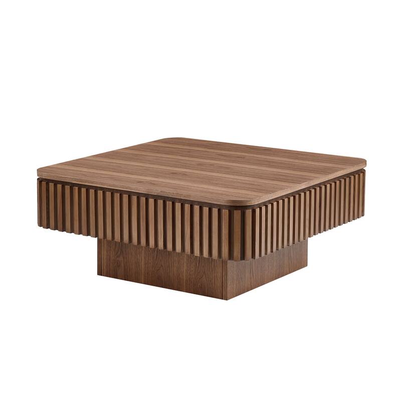 35.43 Inch Modern Handcraft Coffee Table, Square Coffee Table for Living Room, Lift Top Wooden Coffee Table