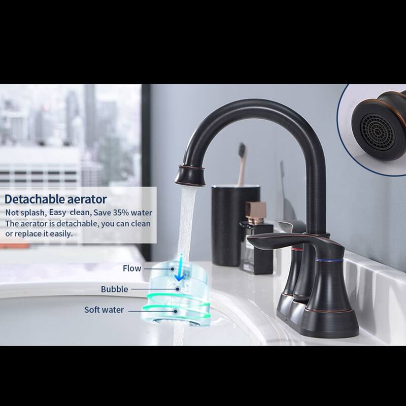 2-Handle Bathroom Vanity Sink Faucet with Pop-up Drain and Supply Hose