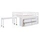 preview thumbnail 3 of 9, Full Size Loft Bed with Retractable Writing Desk & 4 Drawers, Wooden Low Loft Bed Frame w/Lateral Portable Desk & Shelves, White