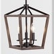 preview thumbnail 20 of 38, Oria Iron Farmhouse Industrial Lantern LED Pendant, Oil Rubbed Bronze/Faux Wood by JONATHAN Y