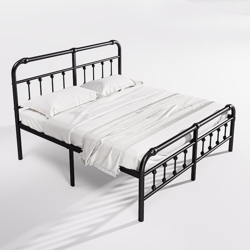14 Inch Meatl Platform Bed With Headboard And Tailboard For Storage