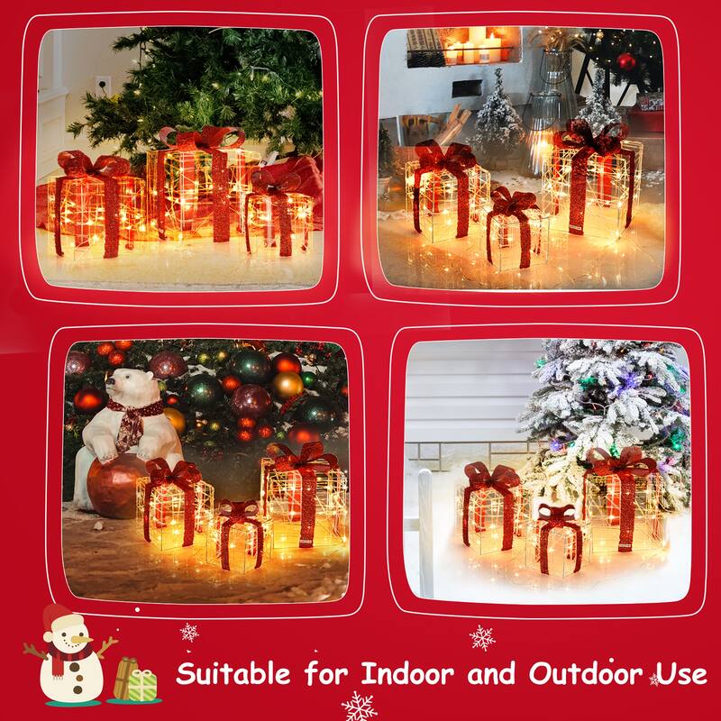 Lighted Gift Boxes Present Ornament Boxes Christmas Decoration - Multi
