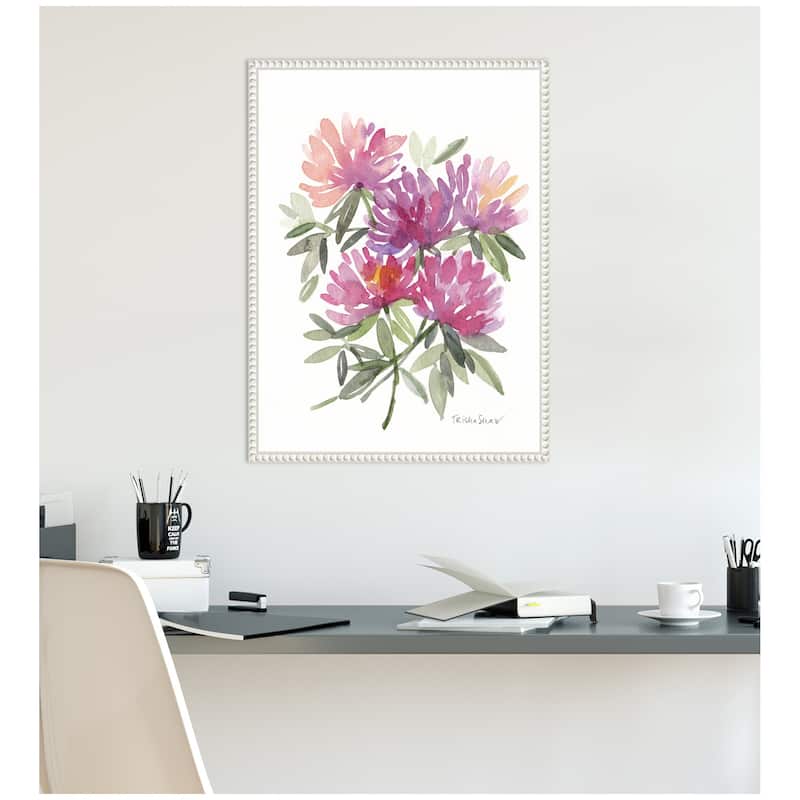 Kate and Laurel Sylvie Abstract Watercolor Pink Floral Framed Canvas by Patricia Shaw