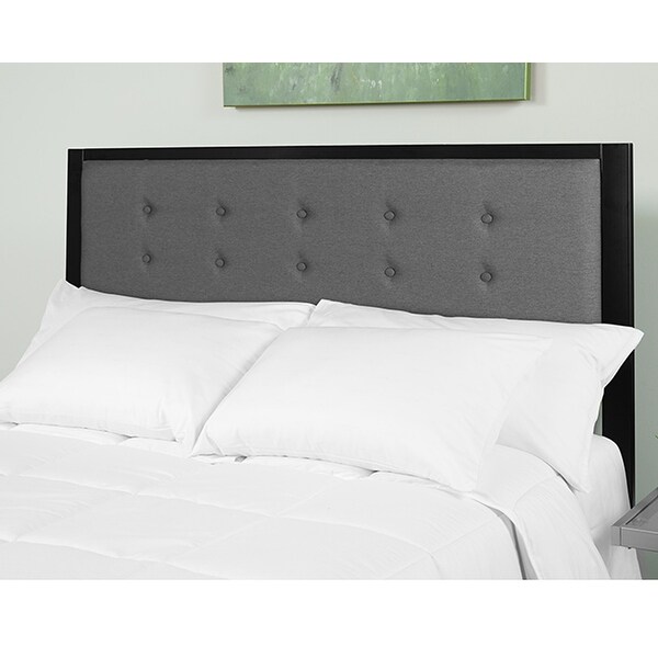 Lawrence Modern Dark Grey Fabric Button Tufted Upholstered King Size