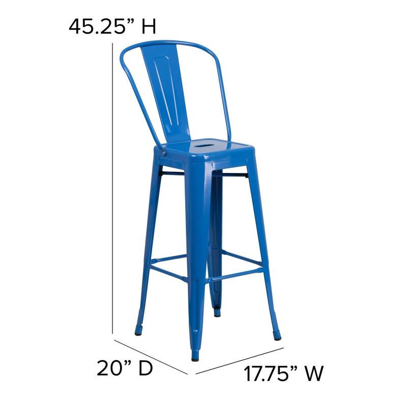 All-Weather Commercial Bar Stool with Removable Back & Poly Resin Seat