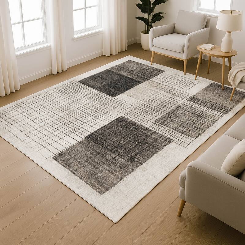 Premium Washable Super Soft Geo Hatch Mayfield Rug