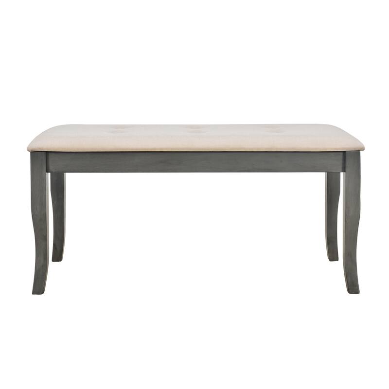 6-Piece Farmhouse Dining Table Set, Rectangular Trestle Table and 4 Upholstered Chairs & Bench