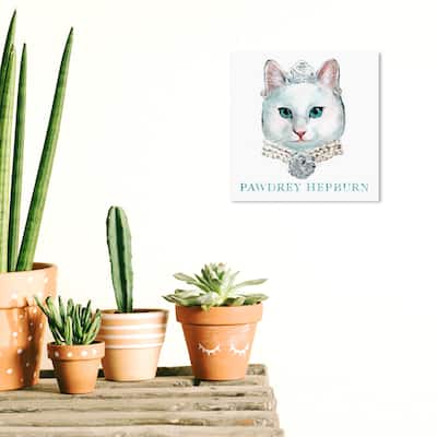 Wynwood Studio Canvas Animals Pawdrey Hepburn White and Tiffany Blue Glam Wall Art Canvas Print