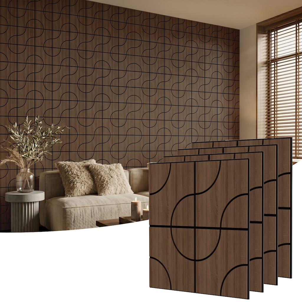 Hochwertiges 23.6" x 23.6" Circular Pattern Acoustic Wall Panels for Interior Wall Decor, 4-Pack (15.5 Sq. Ft.)