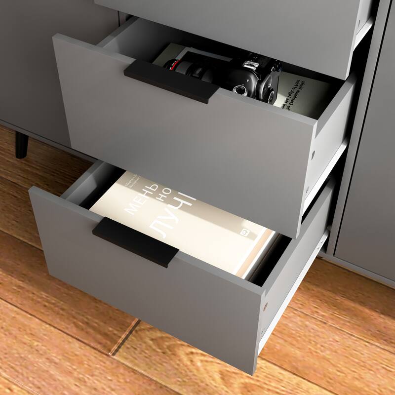 Sideboard with 3 Drawers and 2 Doors - Gray