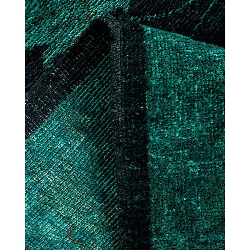 Overton Hand Knotted Wool Vintage Inspired Modern Contemporary Overdyed Black Runner Rug - 2' 8" x 19' 7"