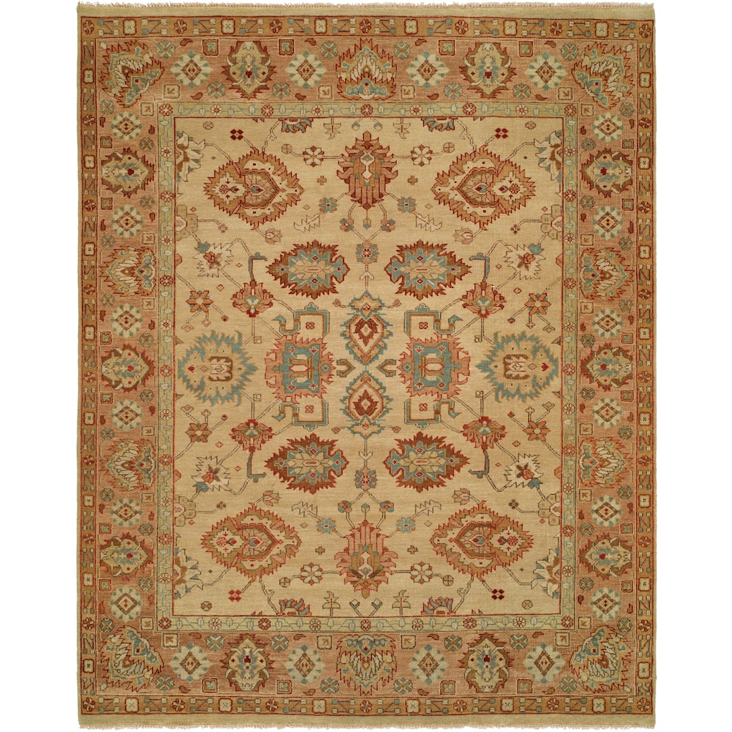 Traditional Multi-Colored Hand-Knotted Wool Area Rug