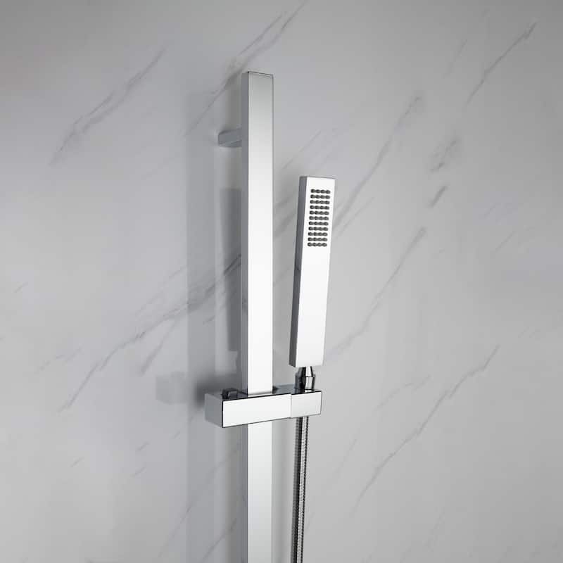 Cero 1-Spray Tub and Shower Faucet Combo with Square Showerhead and Handheld Shower Wand in Chrome - N/A