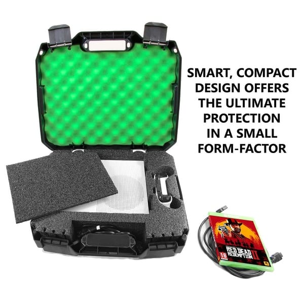 Shop Casematix Console Carrying Travel Case Custom Designed To Fit Xbox One S 1tb Black Green On Sale Overstock 30104630