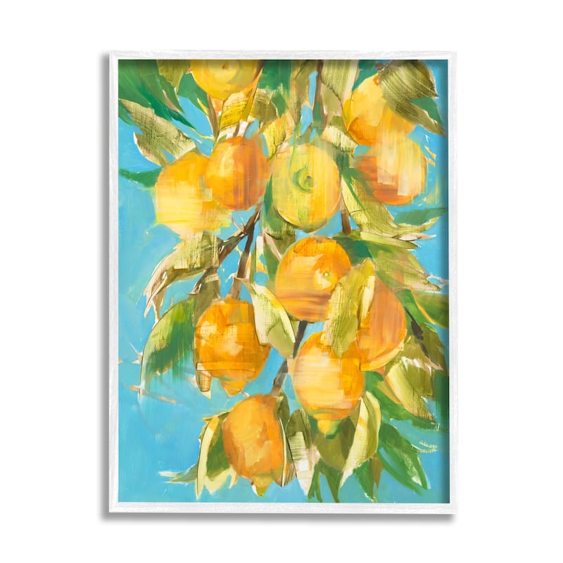 Stupell Ripe Lemon Tree Distortion Yellow Blue Green Framed Wall Art - 16 x 20 - White