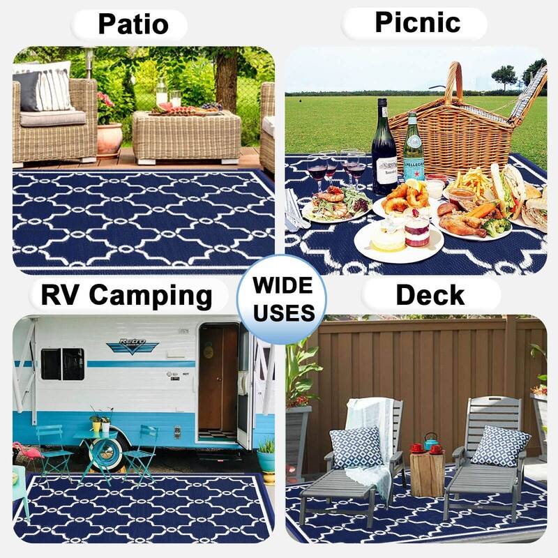 Outdoor Reversible Rugs for Patio, Outside Plastic Carpet - 6' x 4' (Rectangular)