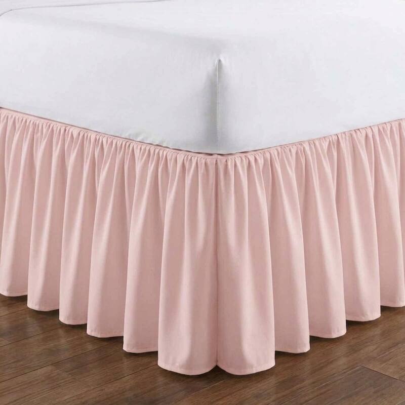 Barefoot Bungalow Landris Ruffled Cotton Blend Bed Skirt, 15 in. Long - Blush - Queen