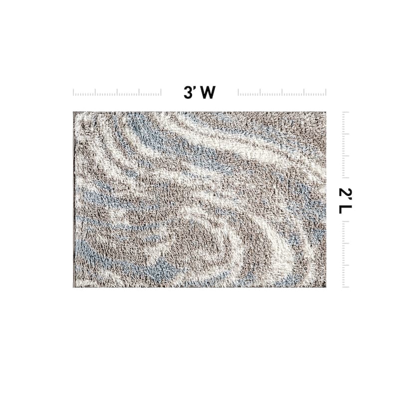 Marble Swirl Shag Rug - Blue - Medium Pile - Great for Living Room, Bedroom, or Entryway