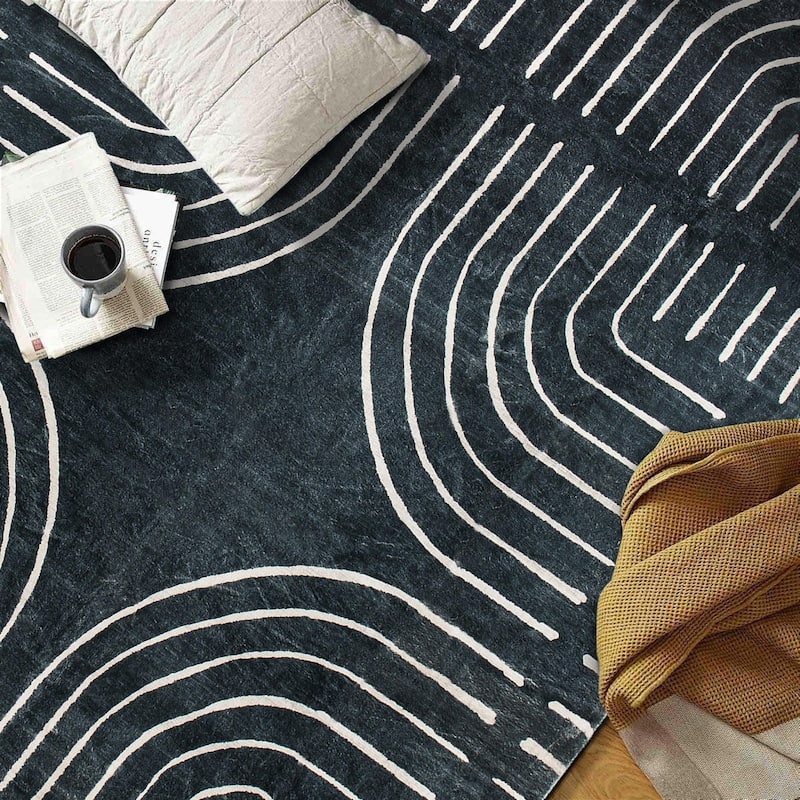 World Rug Gallery Bohemian Lines Washable Non Slip Area Rugs