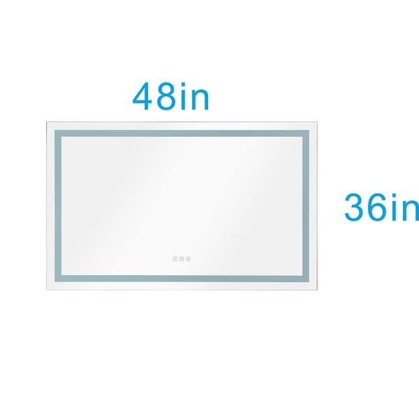 48 x 36 Inch Wall Mounted Anti-Fog LED Mirror Bathroom Vanity Mirrors ...