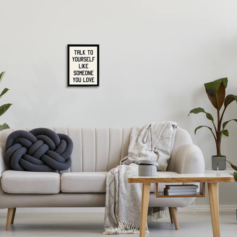 Stupell Love Yourself Phrase Framed Giclee Art Design by Daphne Polselli