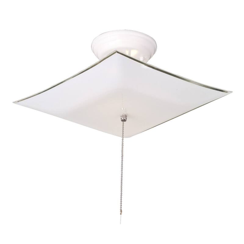 Design House 517805 Traditional 2-Light Indoor Semi-Flush 12 Inch Ceiling Mount Square Frosted White Glass